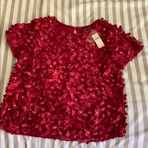 Anthropologie Pink Flower Shirt
